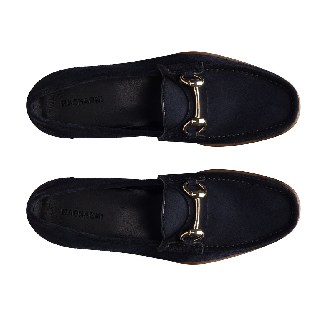 Navy Giancarlo Moc-Toe Horsebit Suede Loafers - Magnanni - Boutique Jacques International