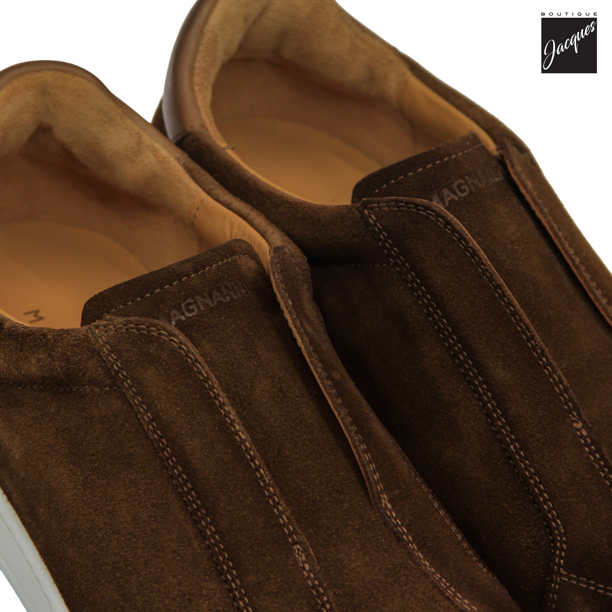 Cognac Suede Leather Nitro Slip-On Shoes - Magnanni