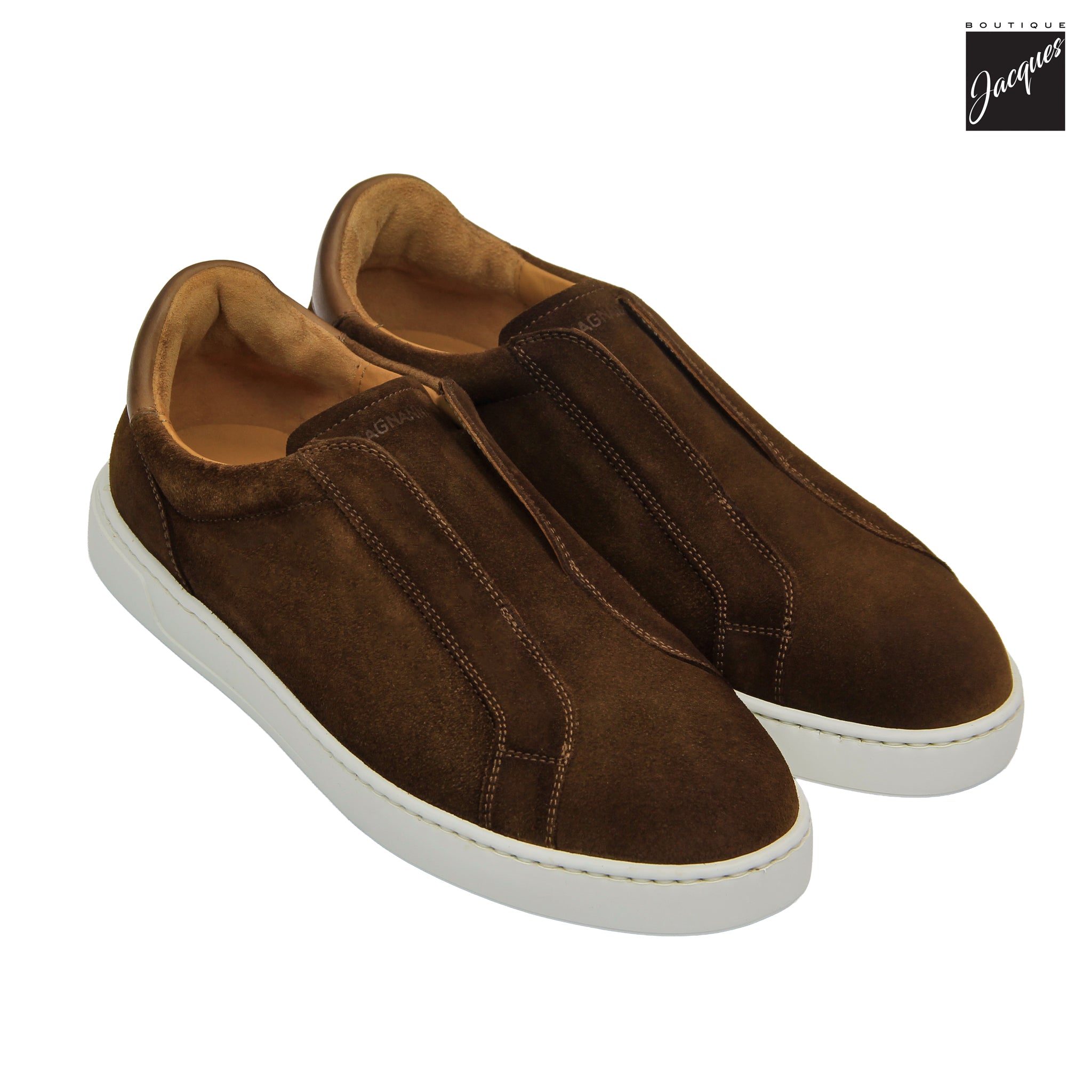 Cognac Suede Leather Nitro Slip-On Shoes - Magnanni