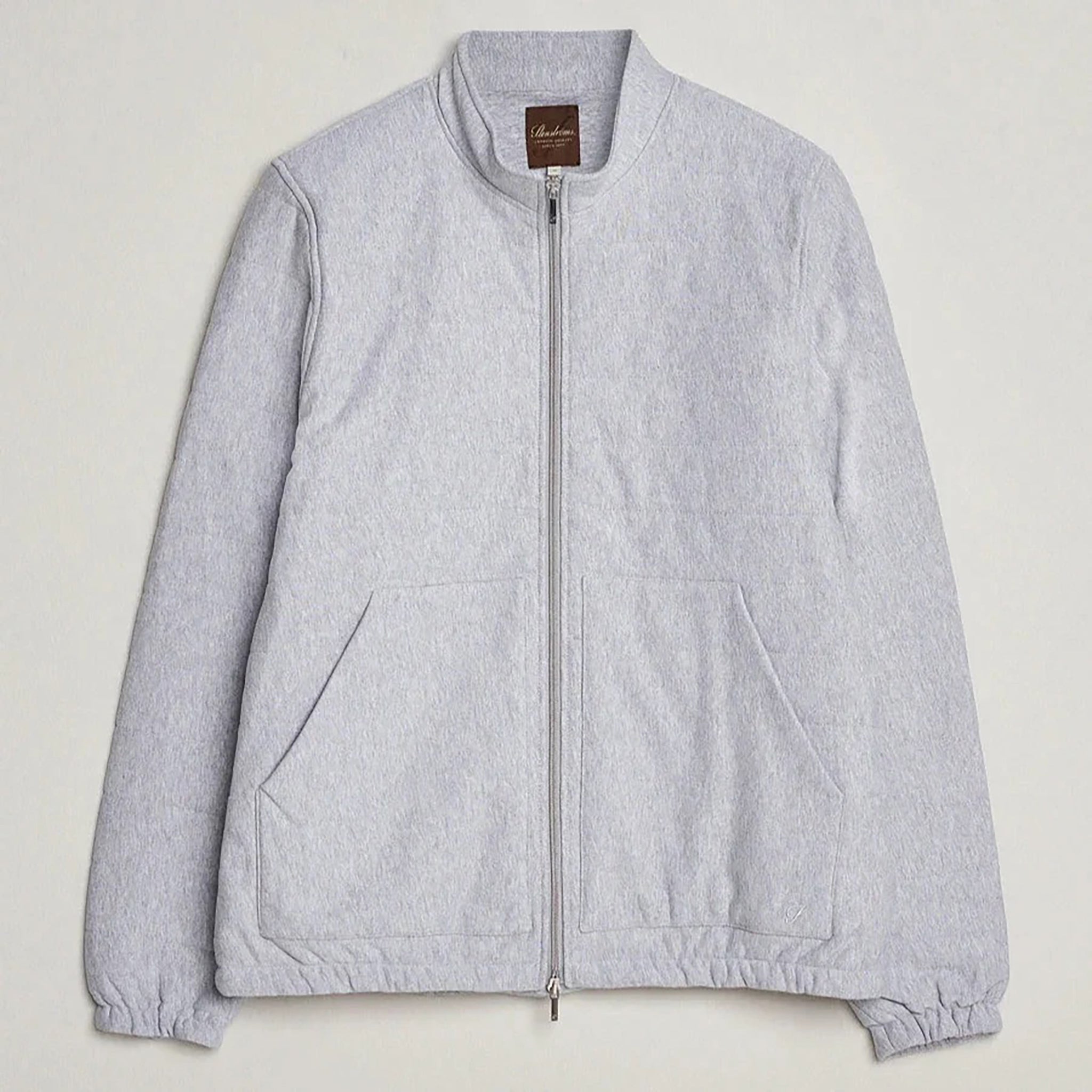 Light Grey Quilted Flannel Cotton Zip Bomber - Stenströms