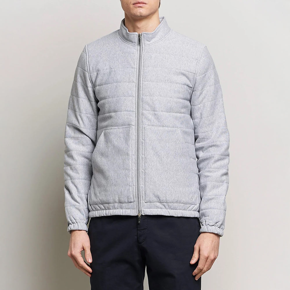 Light Grey Quilted Flannel Cotton Zip Bomber - Stenströms - Boutique Jacques International
