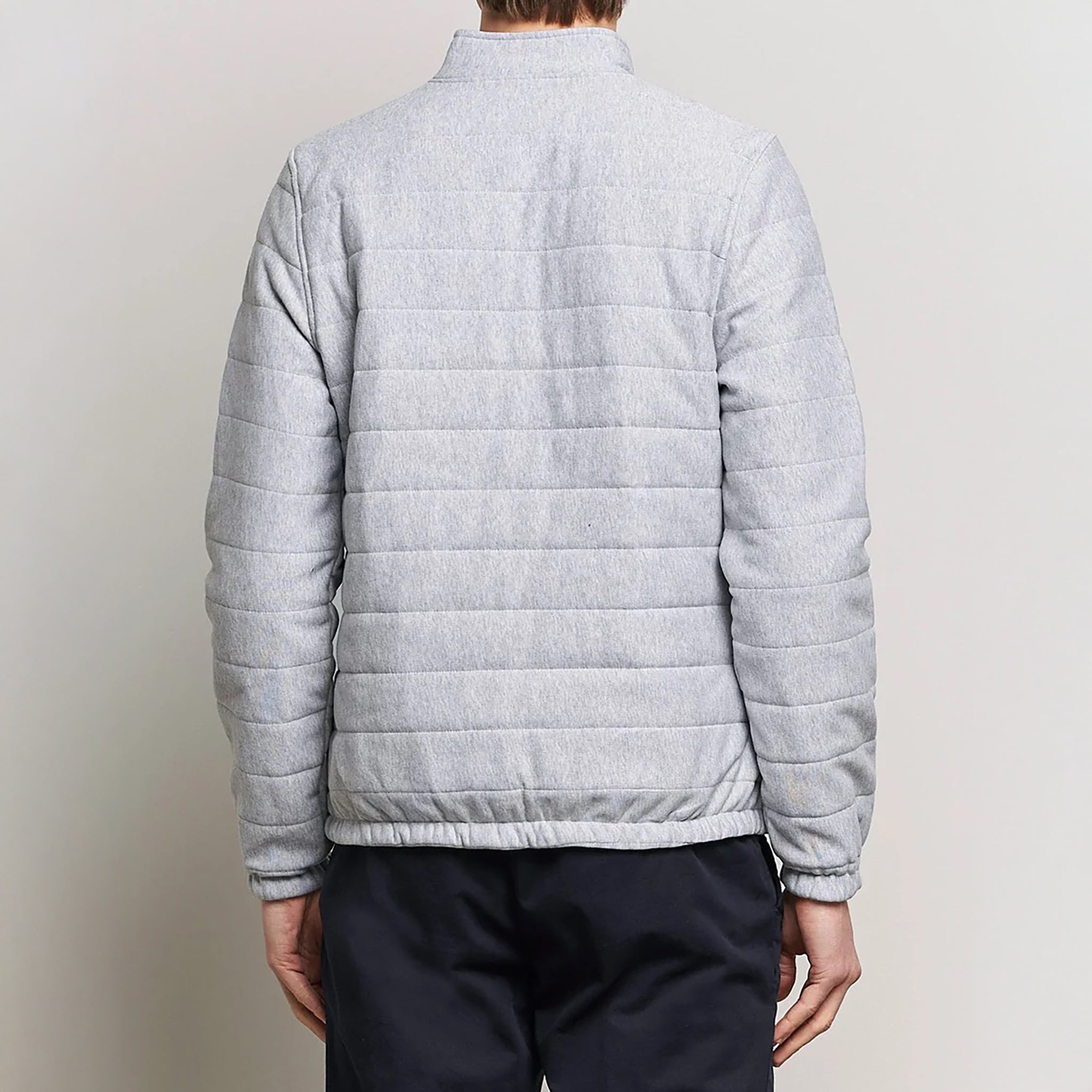 Light Grey Quilted Flannel Cotton Zip Bomber - Stenströms