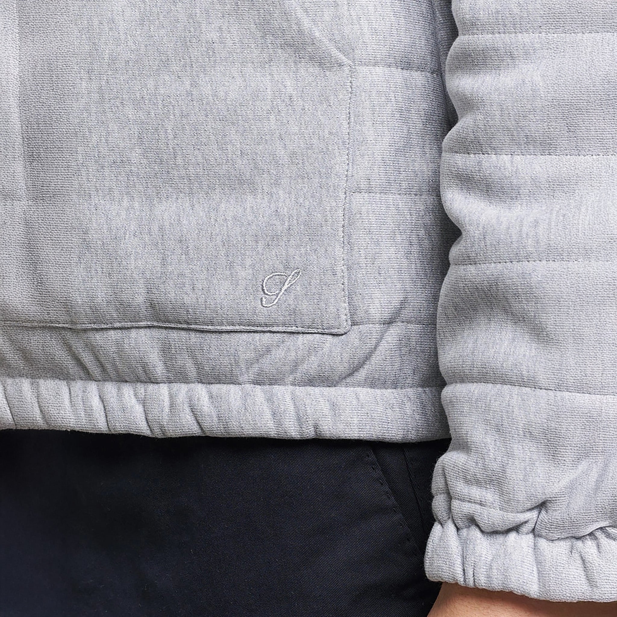 Light Grey Quilted Flannel Cotton Zip Bomber - Stenströms