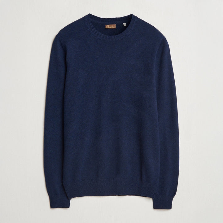 Dark Blue Cashmere Knit Crew Neck Sweater - Stenströms