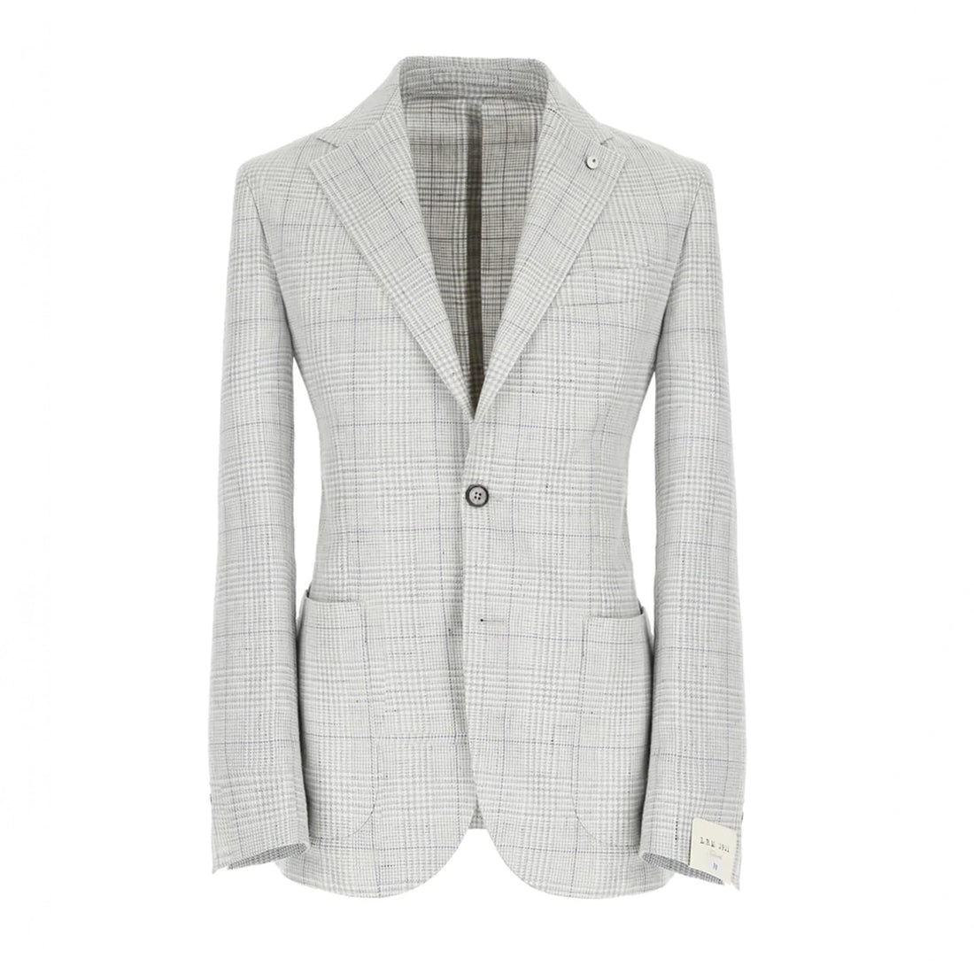 Light Gray Prince of Wales Linen-Cotton Contemporary Fit Sport Jacket - L.B.M 1911