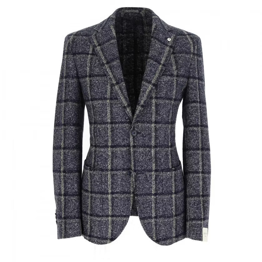 Blue Check Wool Jersey Contemporary Fit Sport Jacket - L.B.M 1911