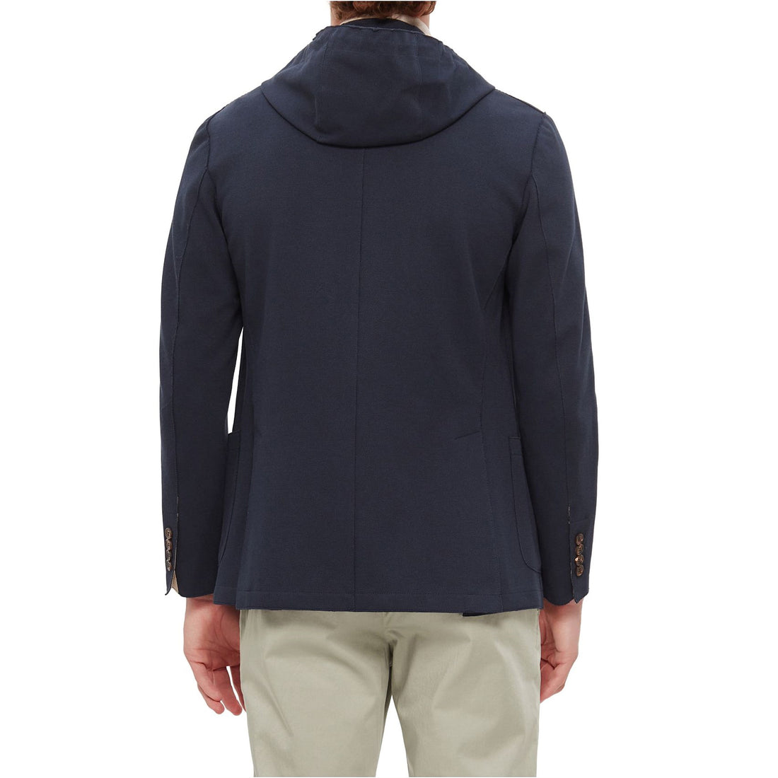 Navy Blue Cotton-Stretch Hybrid Sport Jacket with Removable Hood - ELEVENTY - Boutique Jacques International