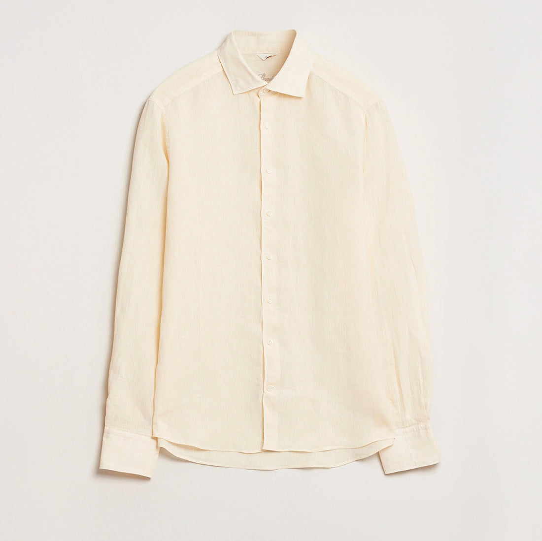 Butter Yellow Linen Casual Slimline Shirt - Stenströms