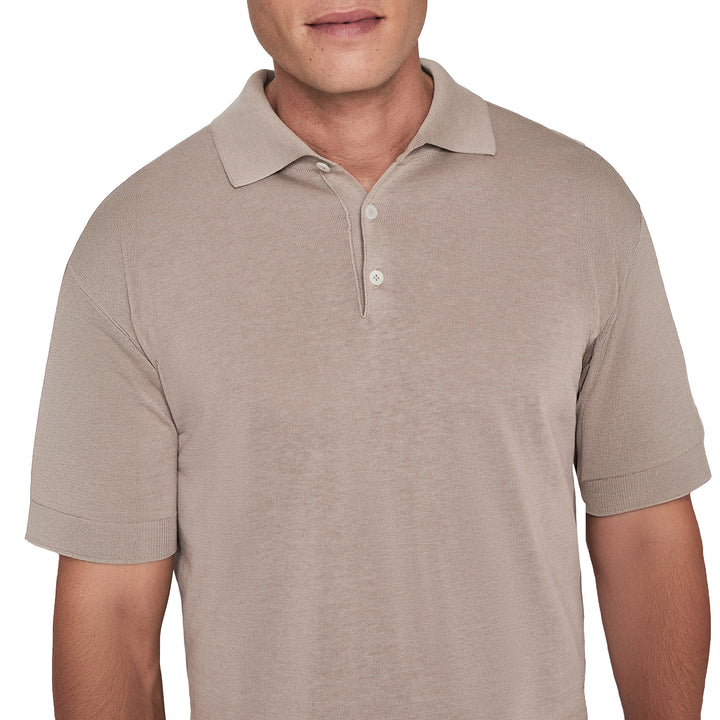 Sand Cotton Silk Tupper Knit Polo - Jack Victor