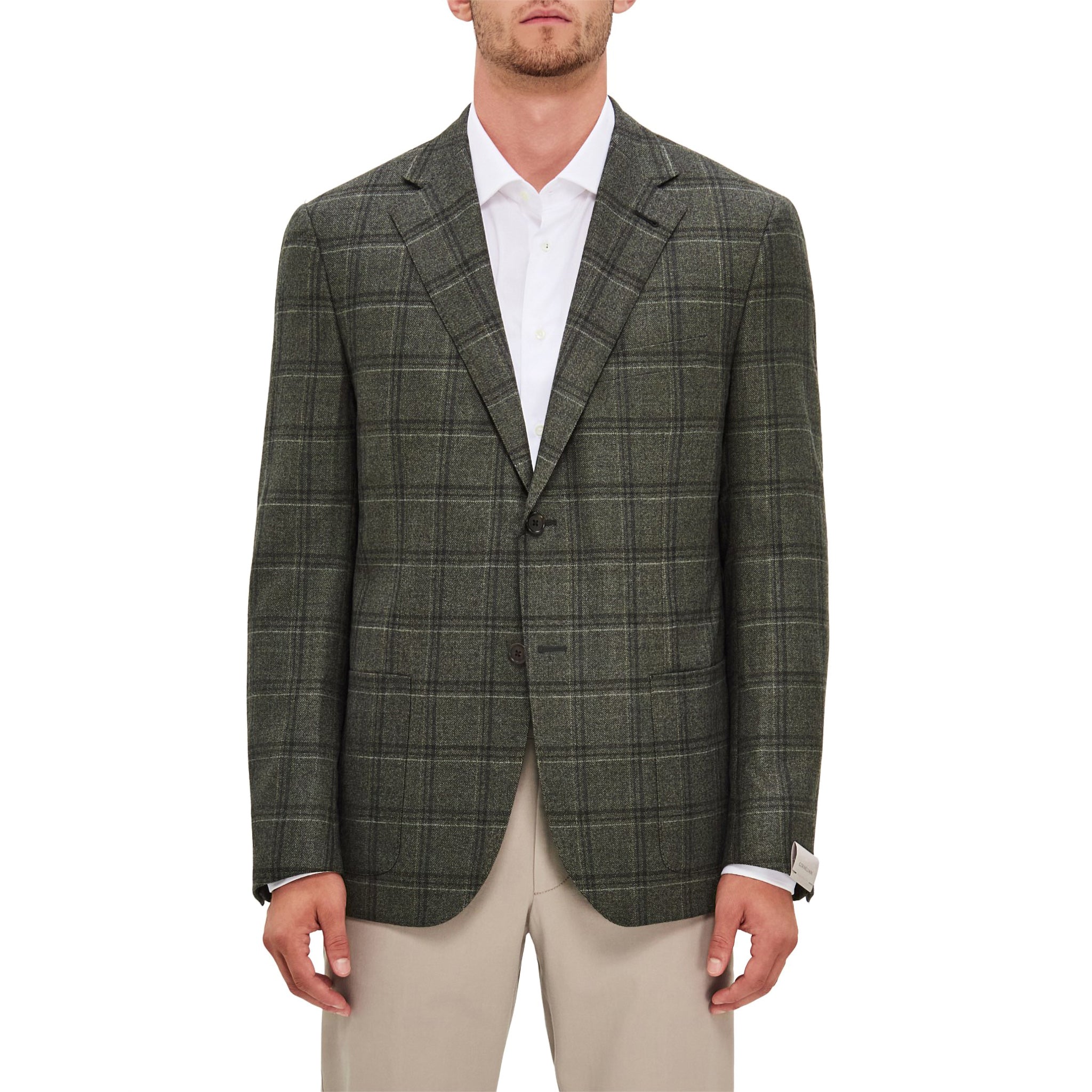 Green Wool Overcheck Modern Fit Sport Coat - Corneliani