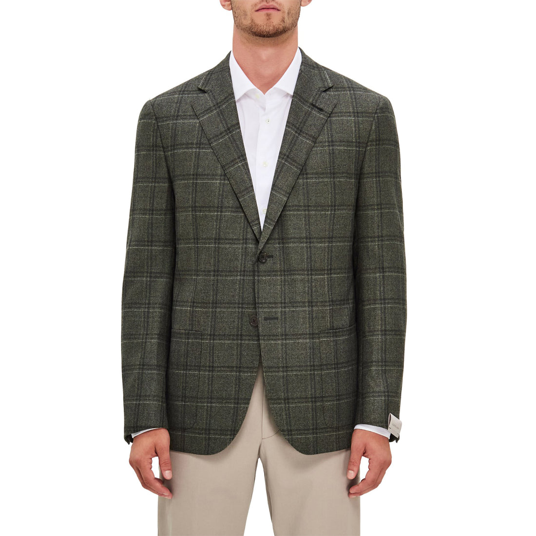 Green Wool Overcheck Modern Fit Sport Coat - Corneliani