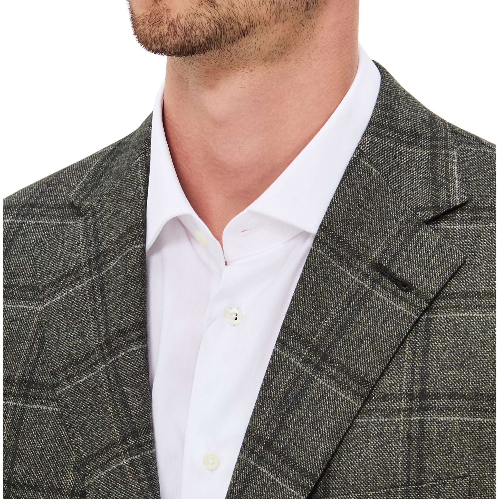 Green Wool Overcheck Modern Fit Sport Coat - Corneliani