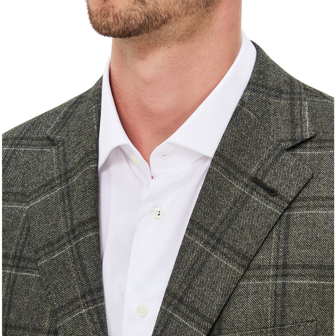 Green Wool Overcheck Modern Fit Sport Coat - Corneliani