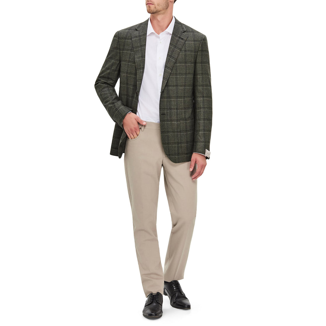 Green Wool Overcheck Modern Fit Sport Coat - Corneliani