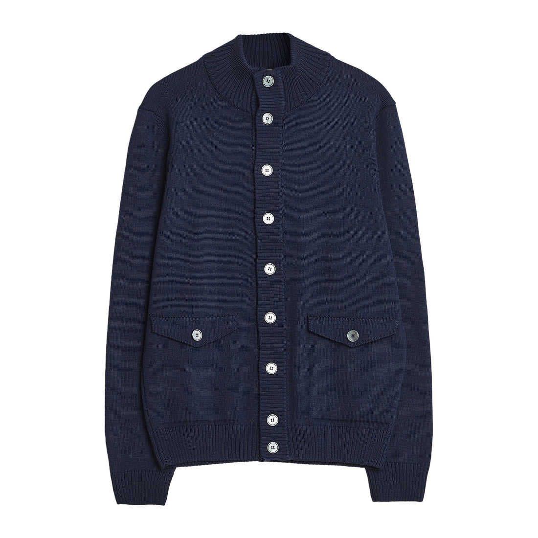 Navy Blue Chunky Merino Wool Cardigan - Stenstroms