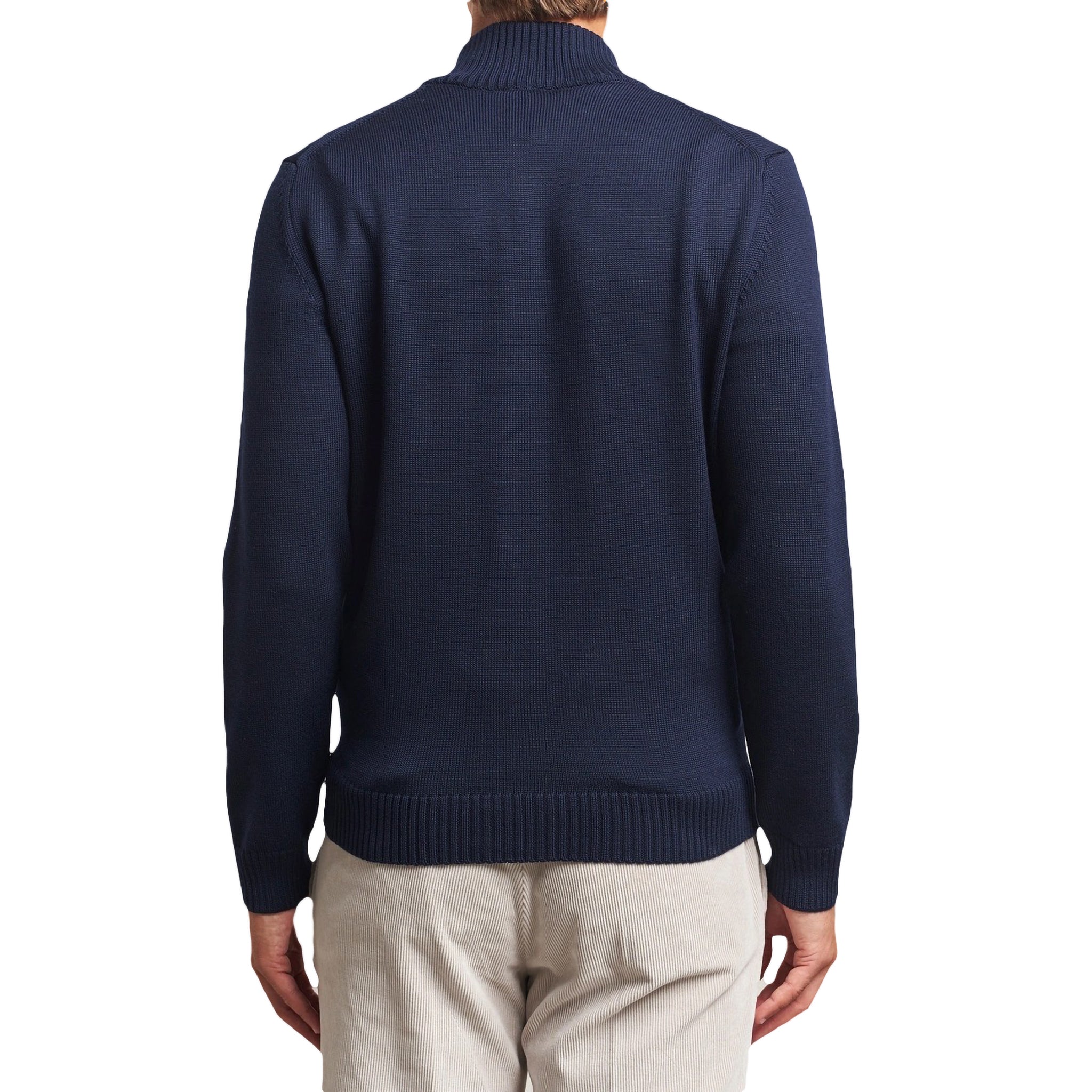 Navy Blue Chunky Merino Wool Cardigan - Stenstroms