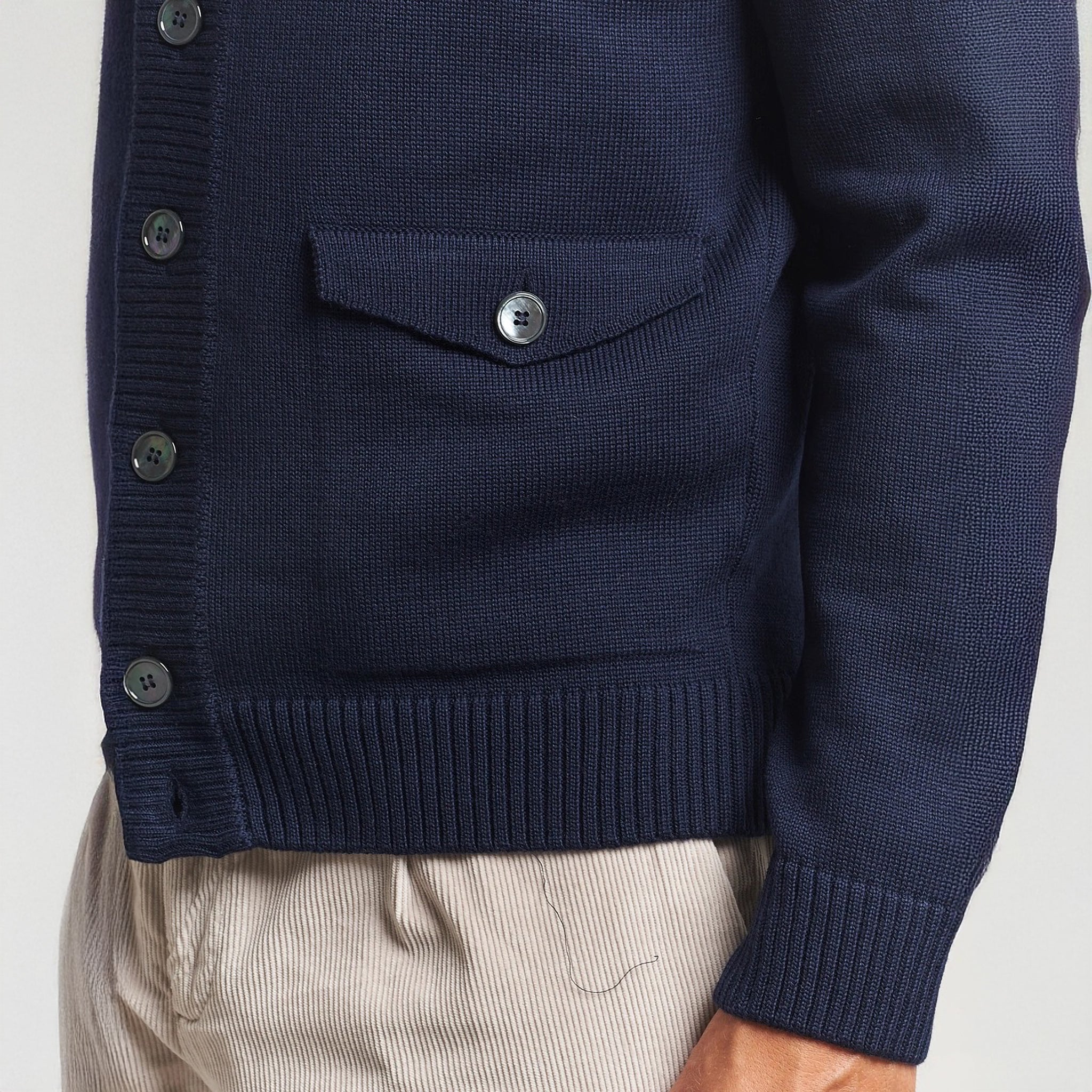 Navy Blue Chunky Merino Wool Cardigan - Stenstroms