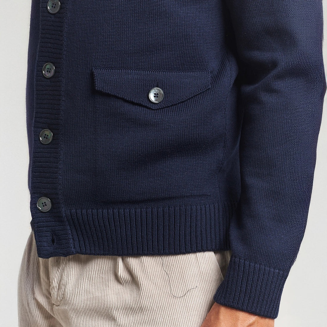 Navy Blue Chunky Merino Wool Cardigan - Stenstroms