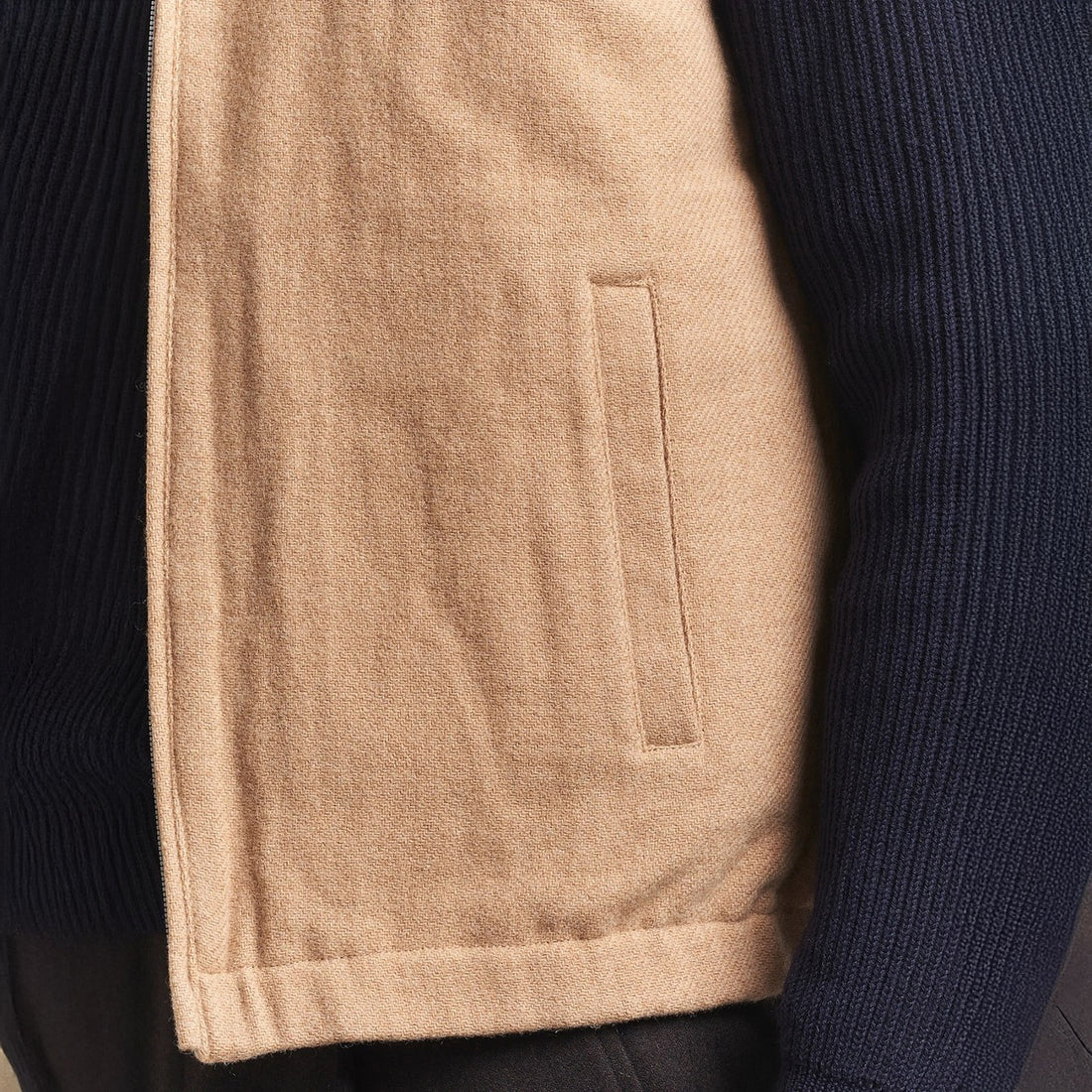Beige/Oatmeal Reversible Wool Full Zip Vest - Stenströms