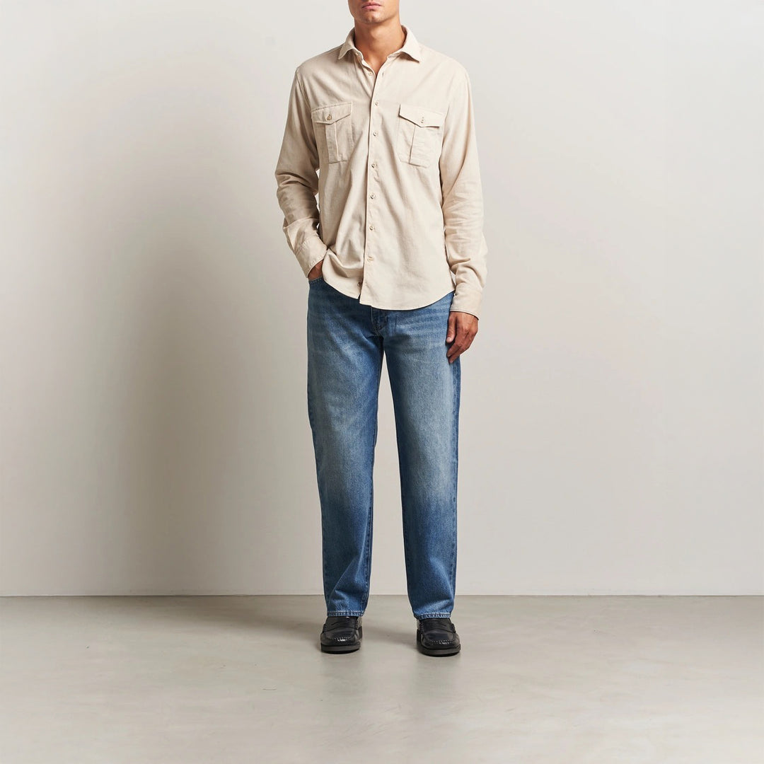 Light Beige Corduroy Slimline Overshirt - Stenströms