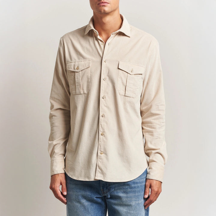 Light Beige Corduroy Slimline Overshirt - Stenströms