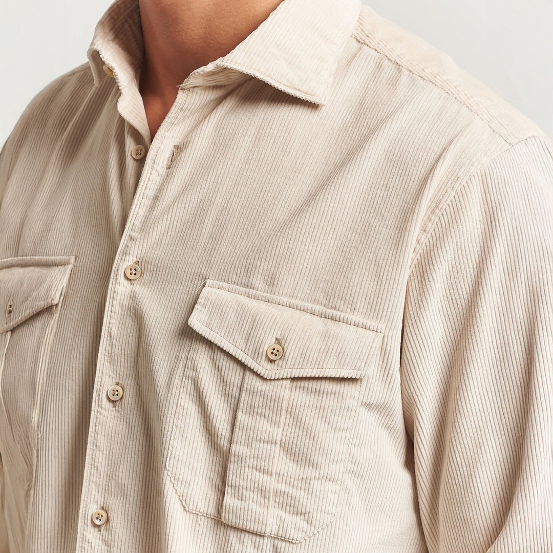 Light Beige Corduroy Slimline Overshirt - Stenströms