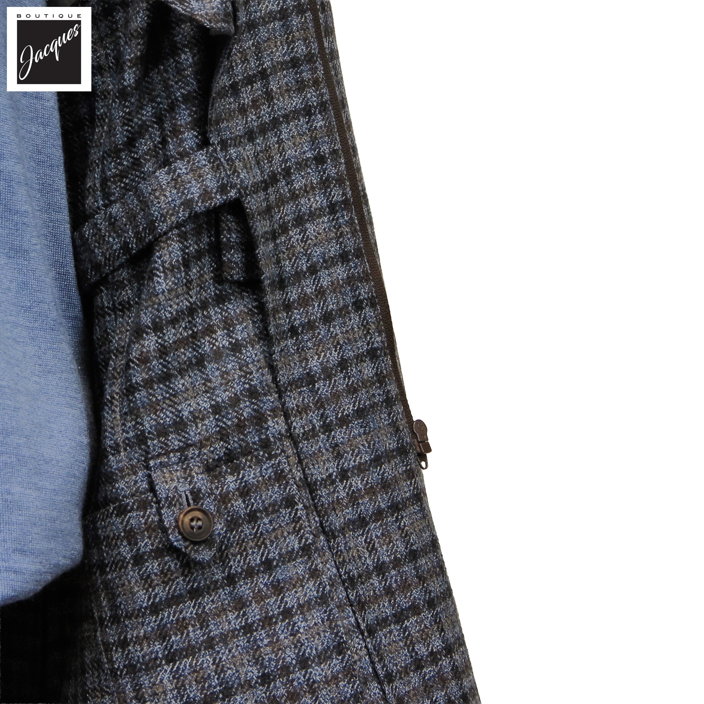 Brown & Blue Check Wool Hybrid Sport Jacket with Bib - Corneliani