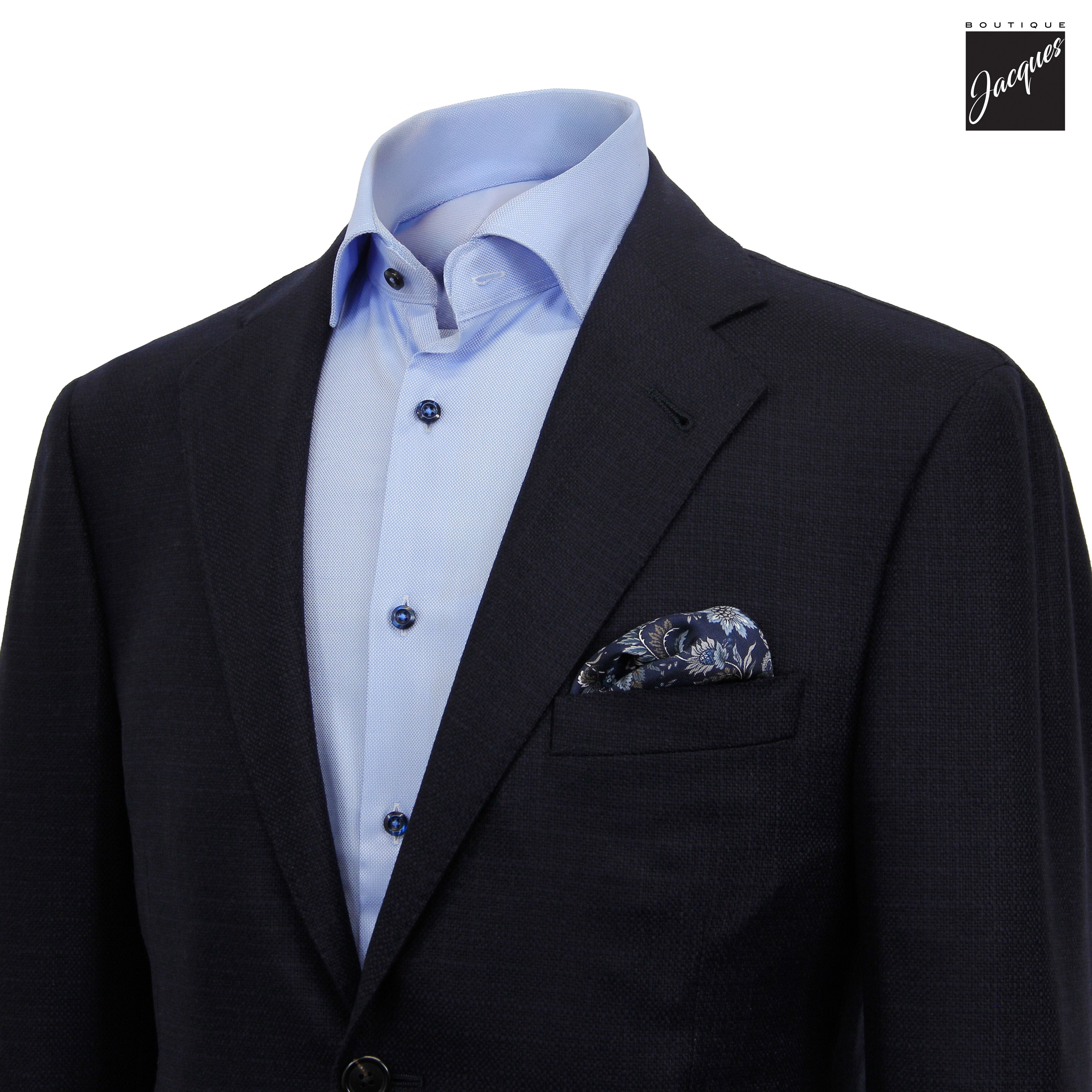 Navy Blue Textured Hopsack Wool-Stretch Modern Fit Sport Coat - Corneliani