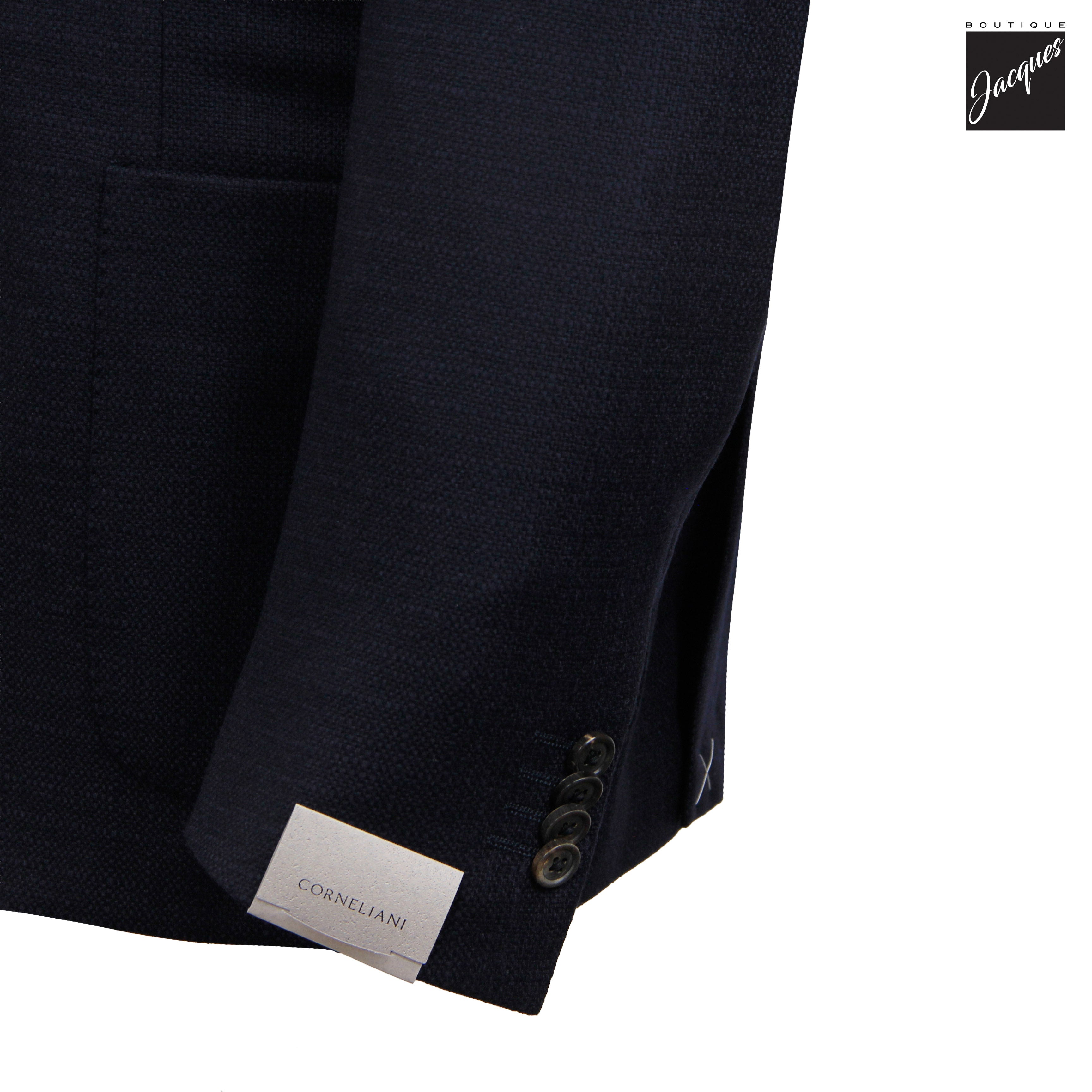 Navy Blue Textured Hopsack Wool-Stretch Modern Fit Sport Coat - Corneliani