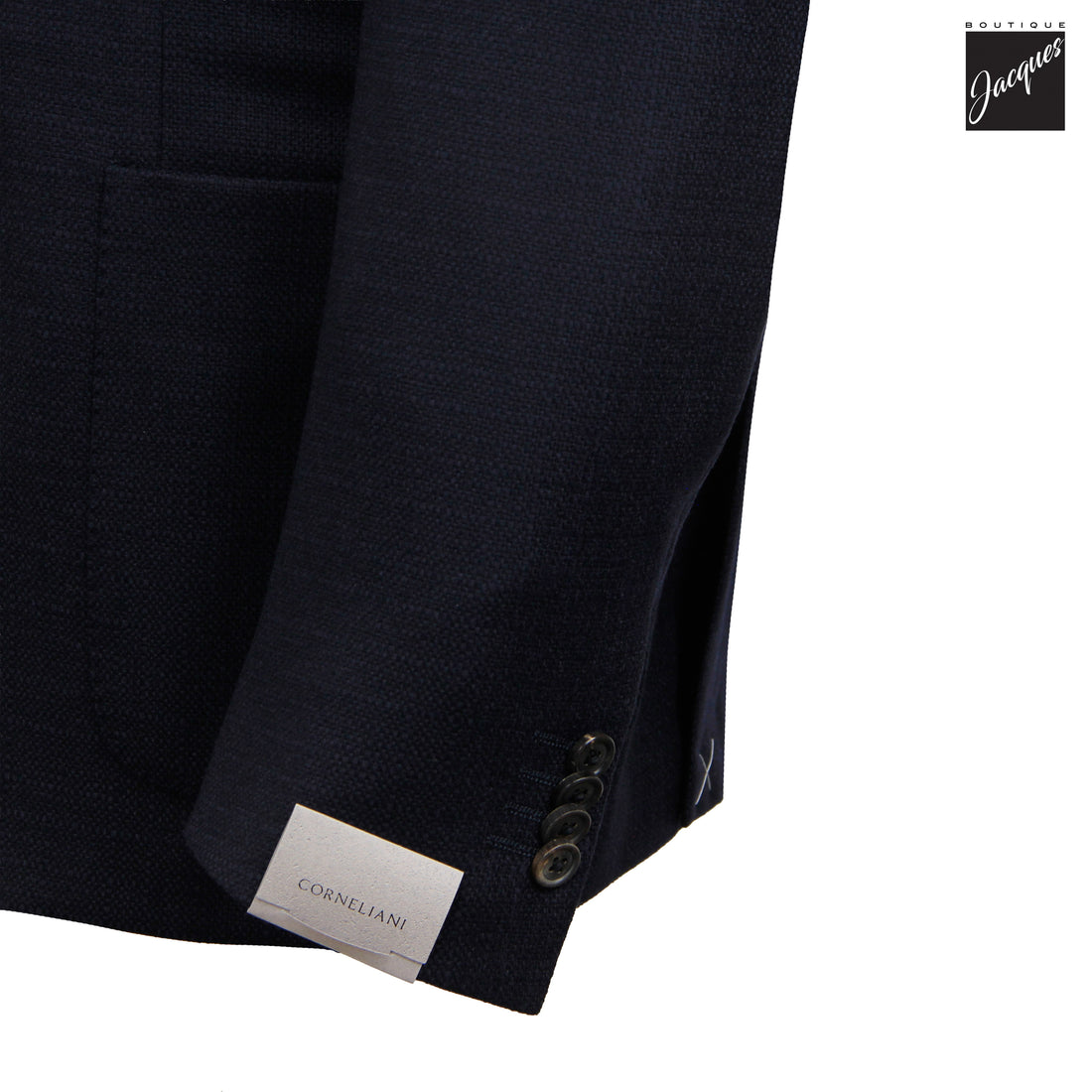Navy Blue Textured Hopsack Wool-Stretch Modern Fit Sport Coat - Corneliani