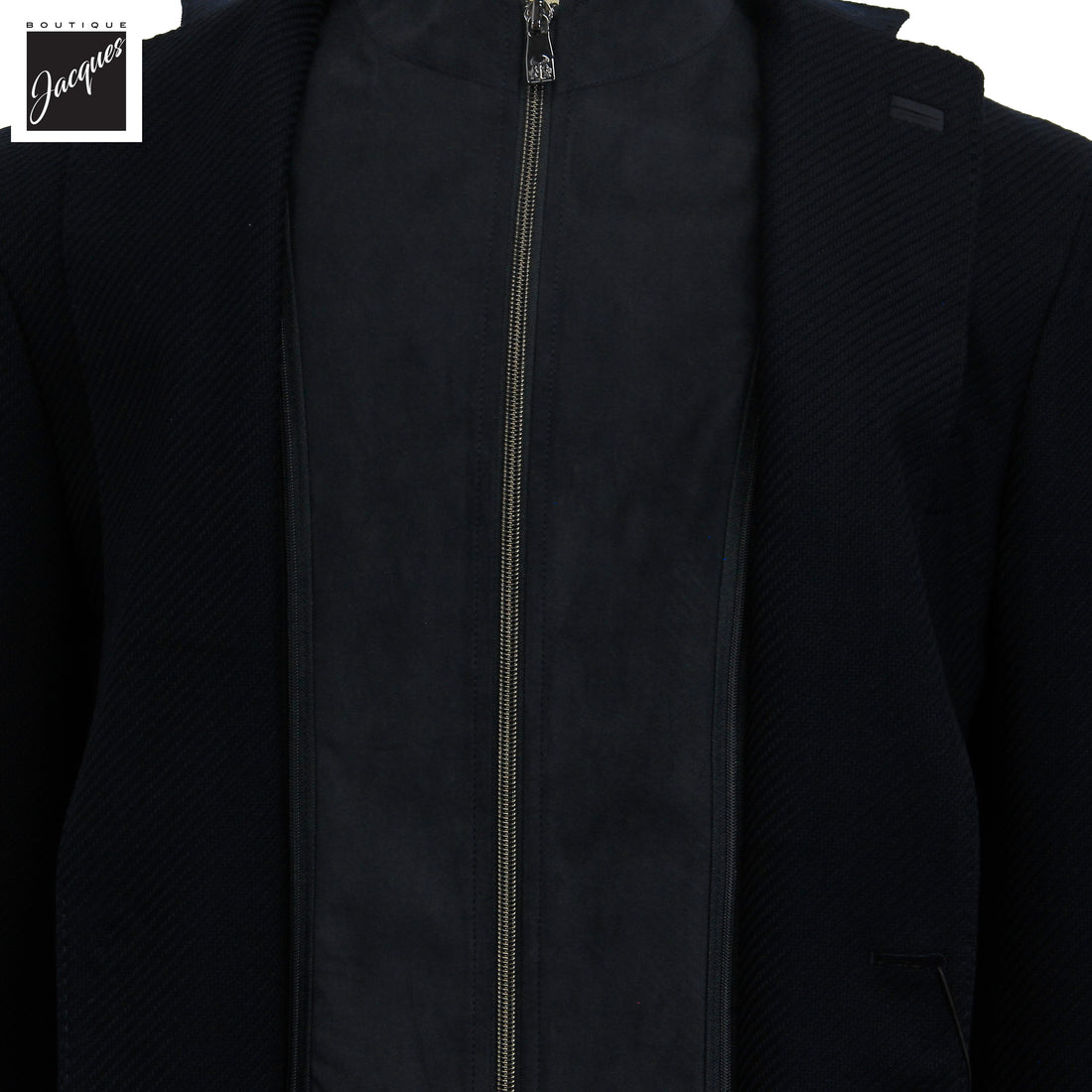Veste sport hybride marine en laine extensible à twill diagonal avec plastron - Corneliani