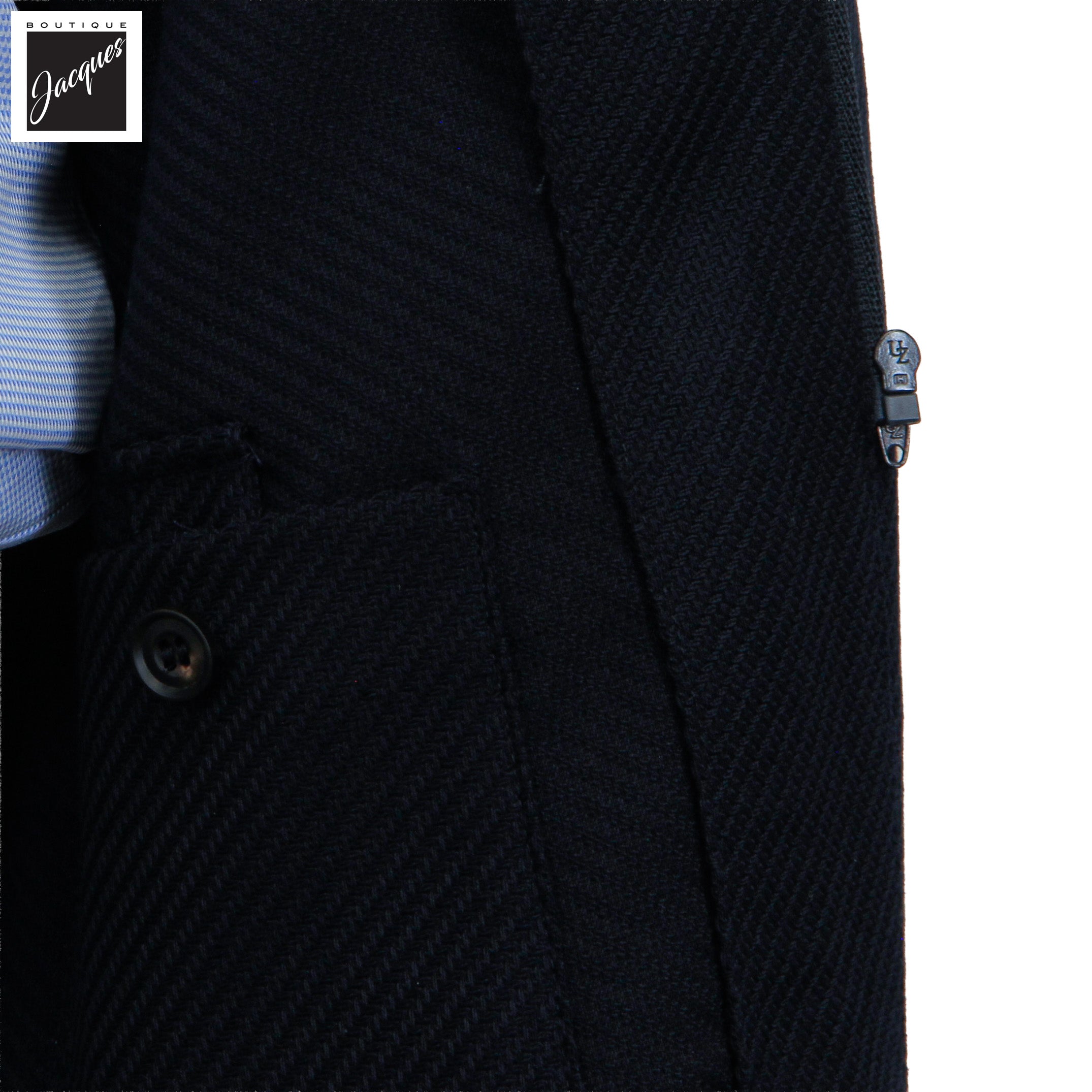 Veste sport hybride marine en laine extensible à twill diagonal avec plastron - Corneliani