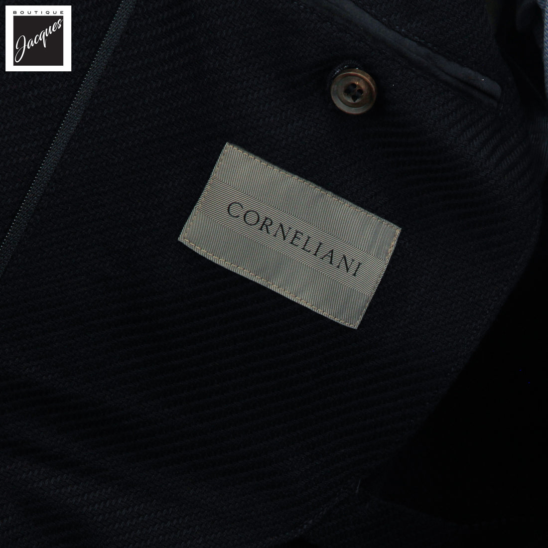 Veste sport hybride marine en laine extensible à twill diagonal avec plastron - Corneliani