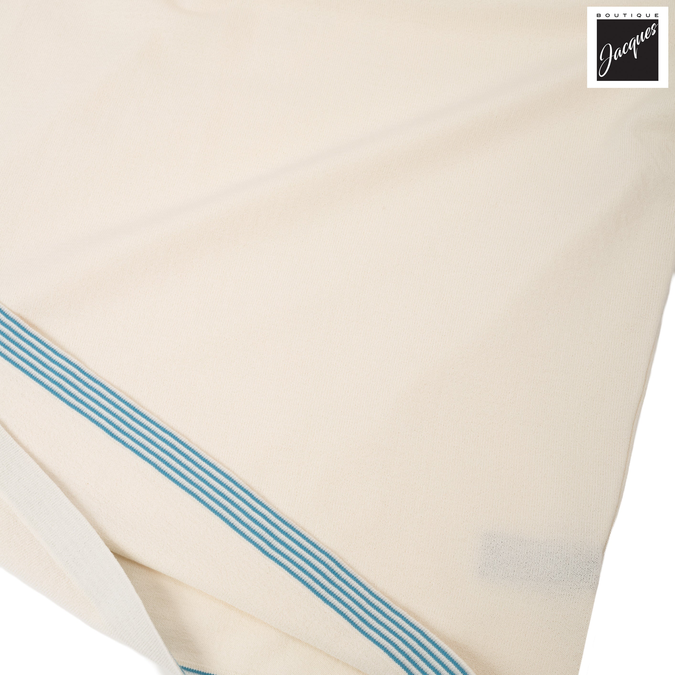 Cream Viscose-Stretch Knit Polo with Striped Contrast Details - Phil Petter - Boutique Jacques International