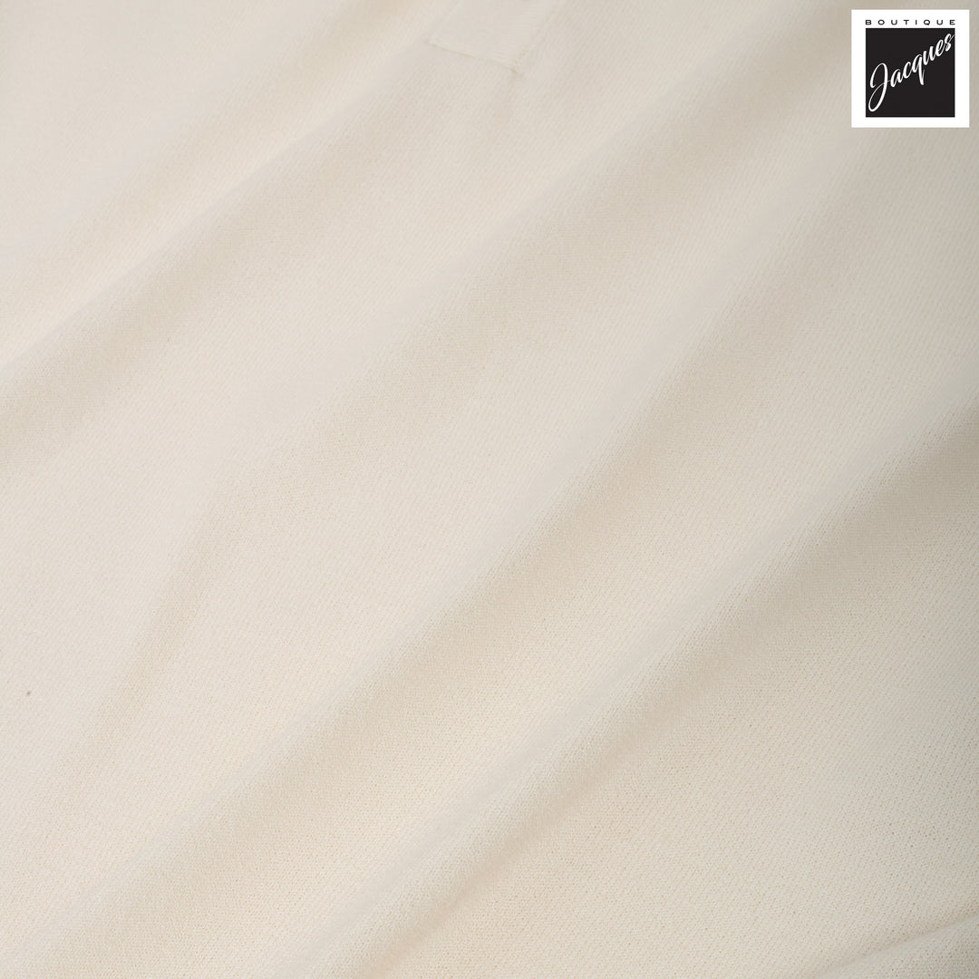 Cream Viscose-Stretch Knit Polo with Striped Contrast Details - Phil Petter - Boutique Jacques International