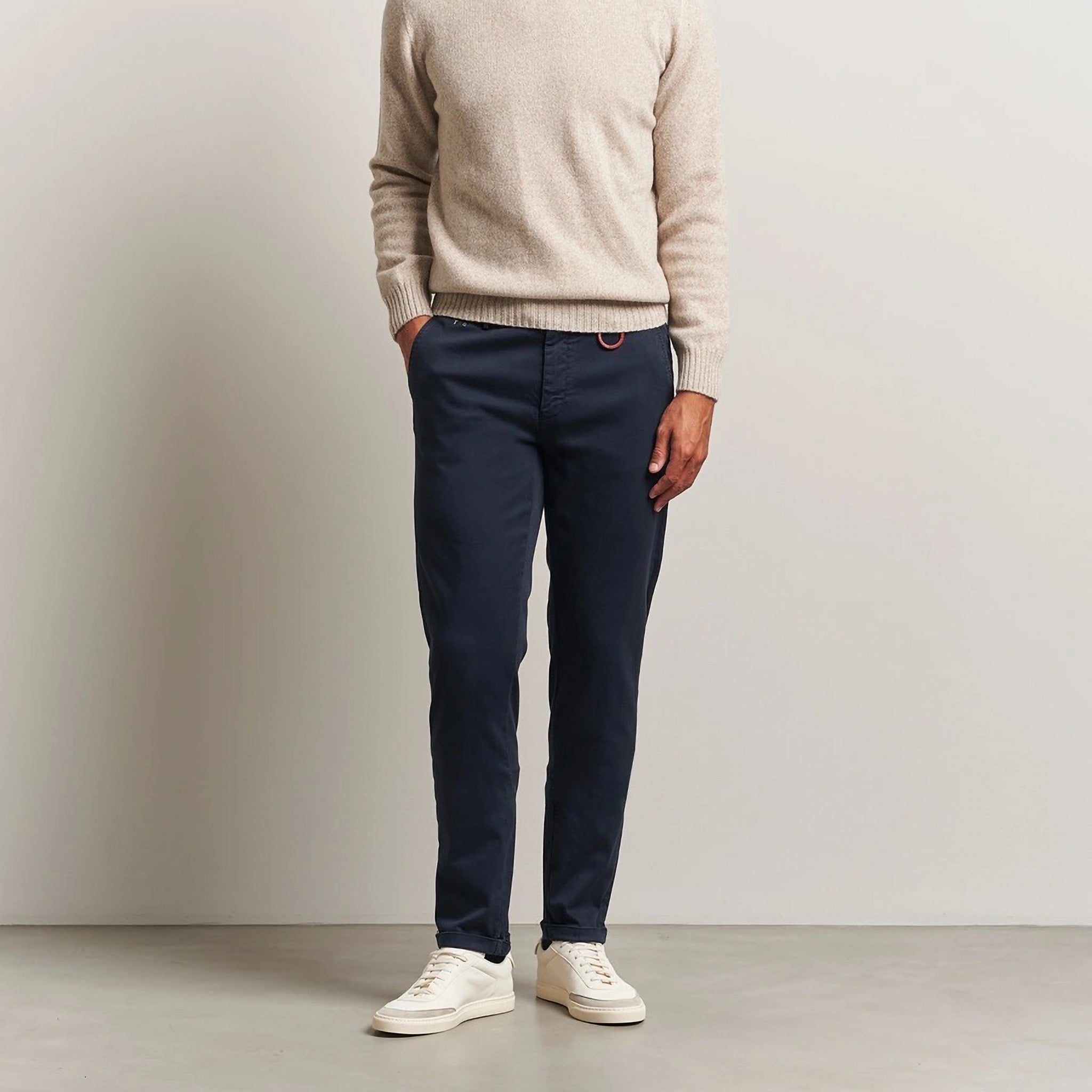 Dark Blue Soft Dye Luis Slim Fit Super-Stretch Chino Pants - TRAMAROSSA - Boutique Jacques International