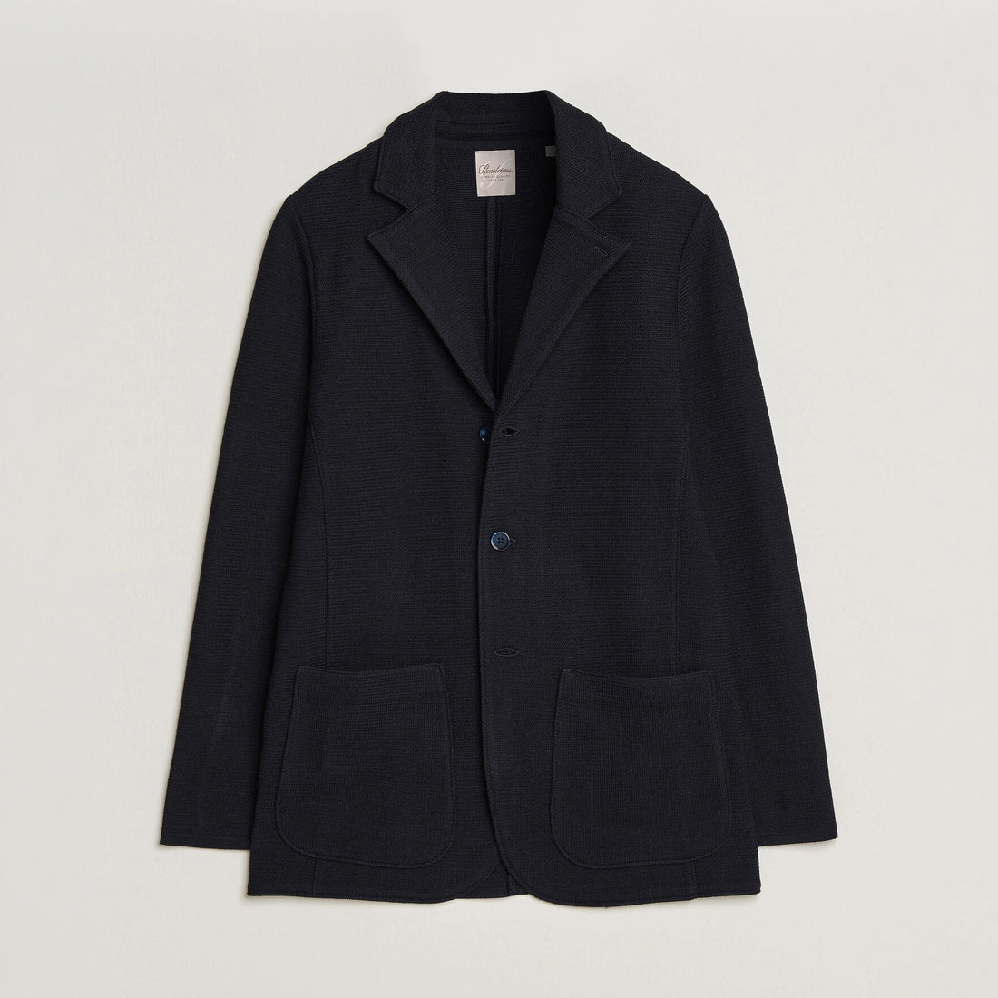 Navy Blue Merino Wool Knitted Textured Blazer Cardigan - Stenströms - Boutique Jacques International