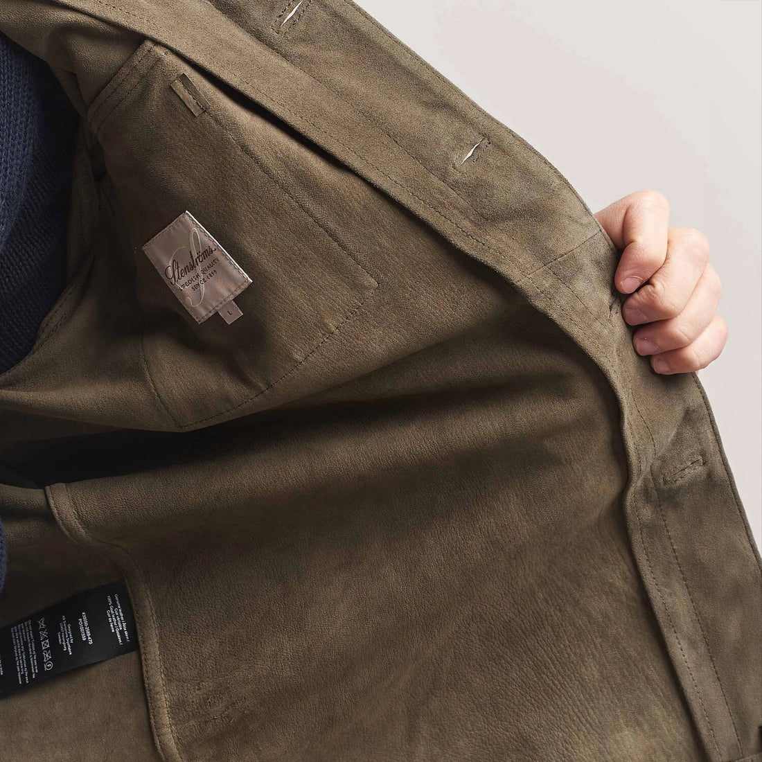 Olive Goat Suede Tailored Overshirt - Stenströms - Boutique Jacques International