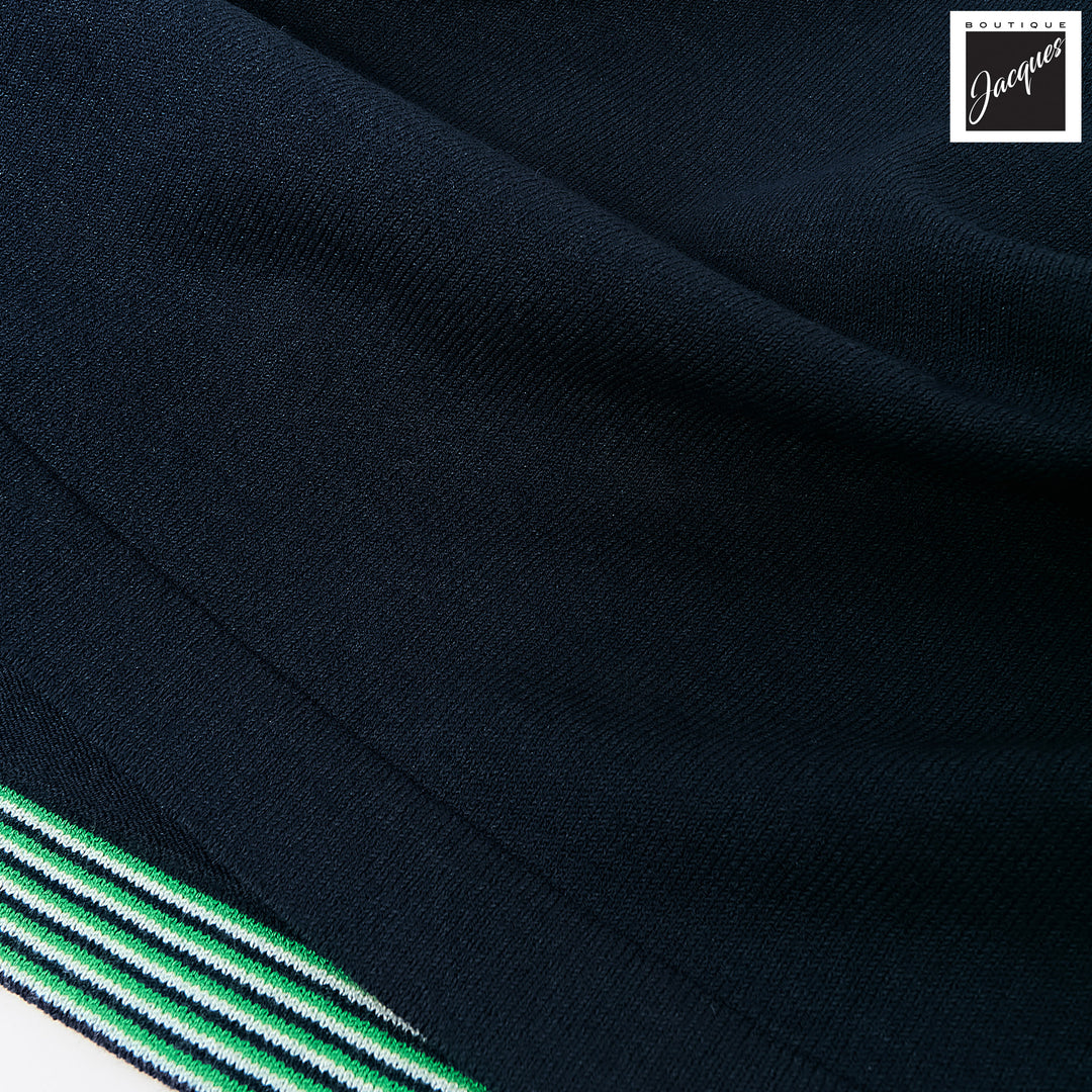 Navy Blue Knit Polo with Striped Contrast Details - Phil Petter - Boutique Jacques International
