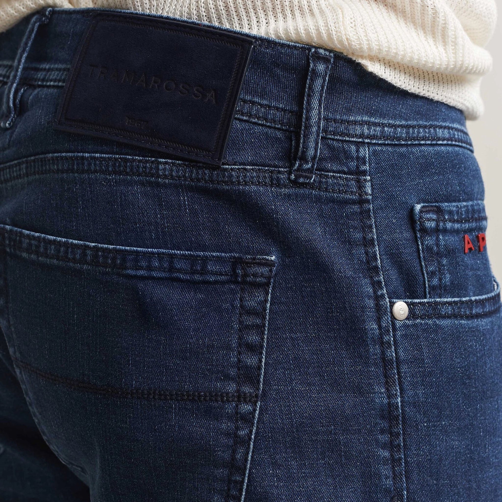 Blue Black Used R-Elax Michelangelo Modern Fit Super-Stretch Denim - TRAMAROSSA - Boutique Jacques International