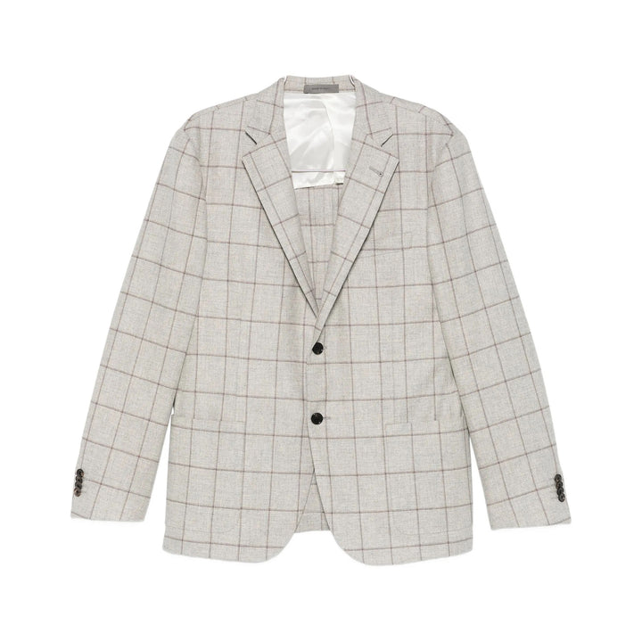 Light Gray Check Wool-Cashmere Modern Fit Sport Coat - Corneliani