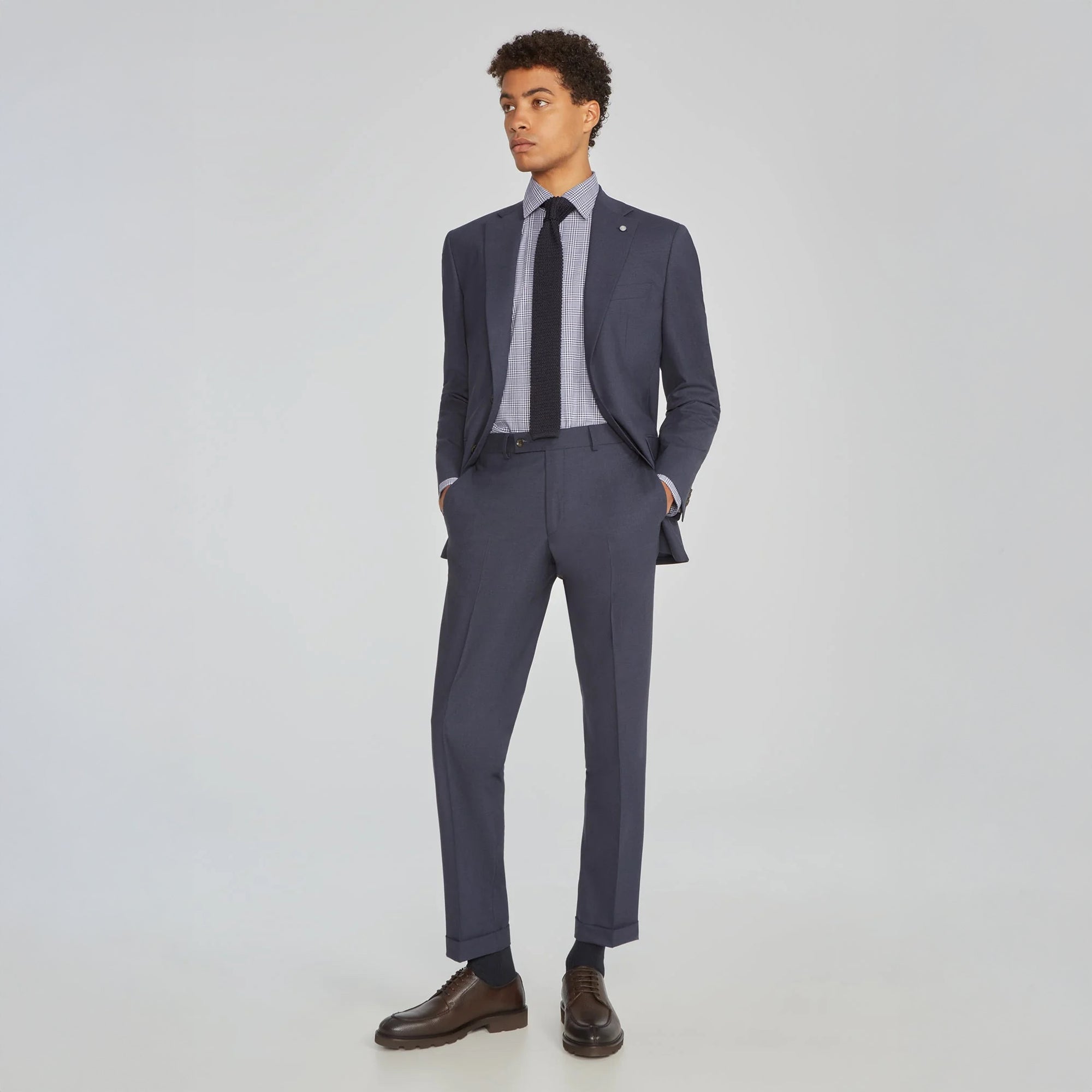 Blue Solid Smart-Twist Wool Stretch Dean Contemporary Fit Suit - Jack Victor