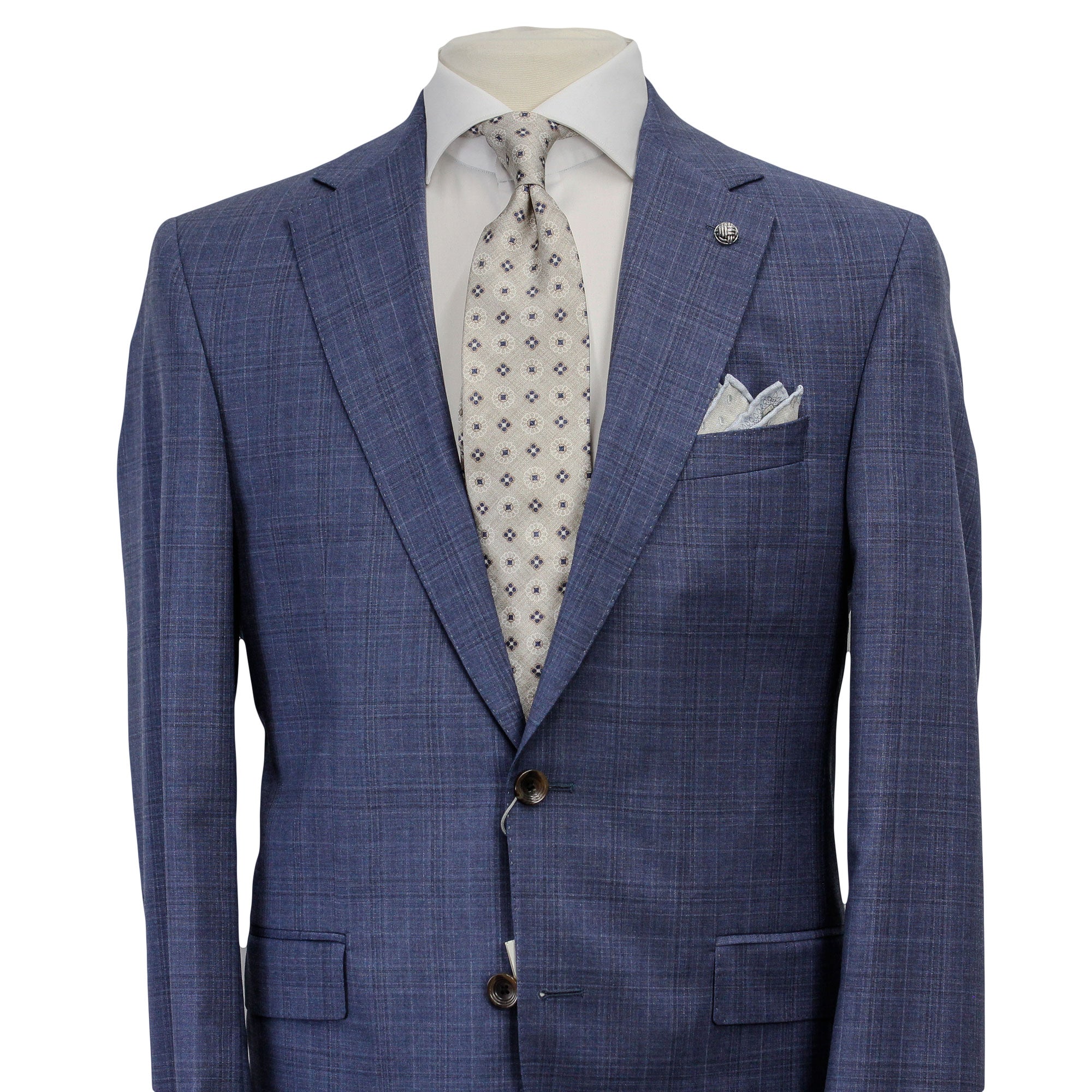 Stone Blue Tonal Check Esprit Modern Fit Suit - Jack Victor