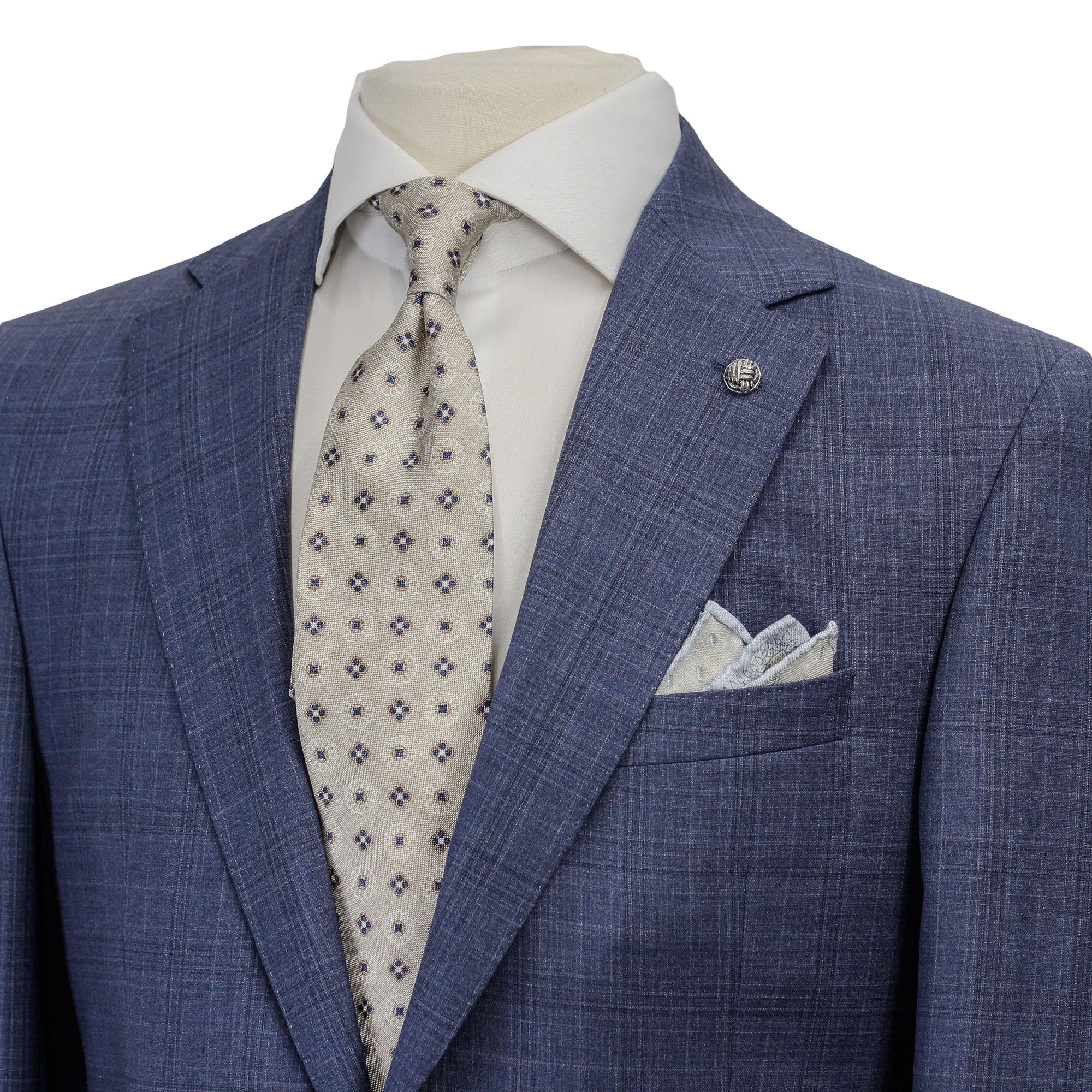 Stone Blue Tonal Check Esprit Modern Fit Suit - Jack Victor