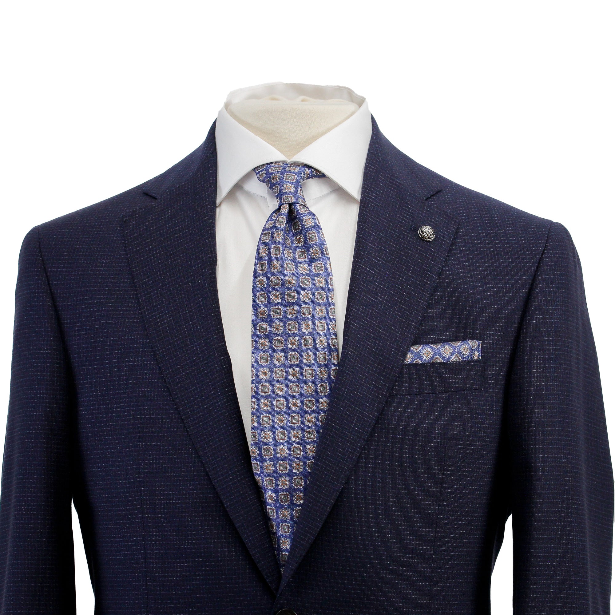 Navy Micro-Check Esprit Modern Fit Lyocell-Wool Suit - Jack Victor