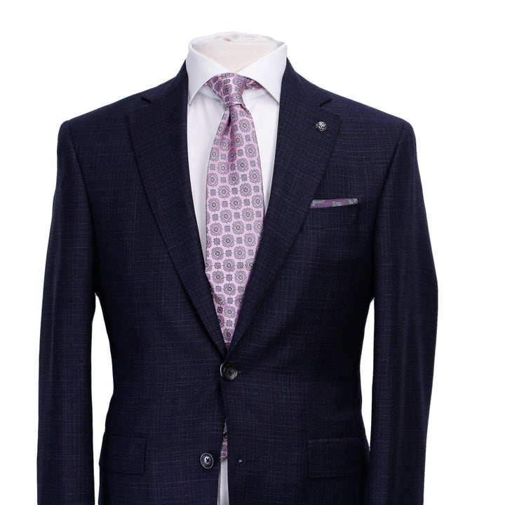 Blue Micro-Pattern Urban Slim Fit Wool Suit - Jack Victor