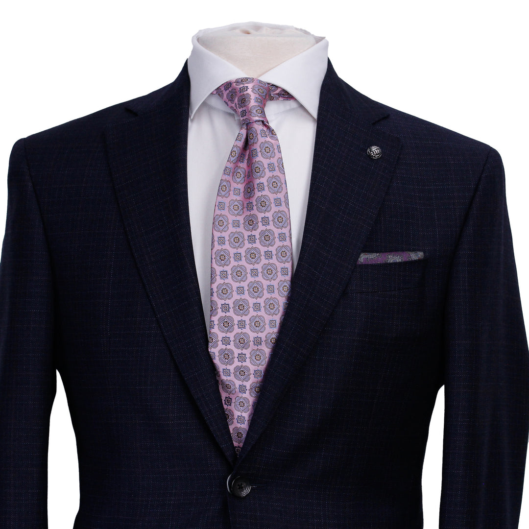 Blue Micro-Pattern Urban Slim Fit Wool Suit - Jack Victor