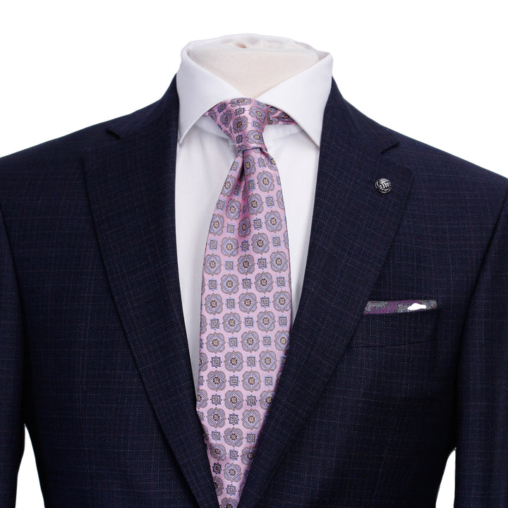 Blue Micro-Pattern Urban Slim Fit Wool Suit - Jack Victor