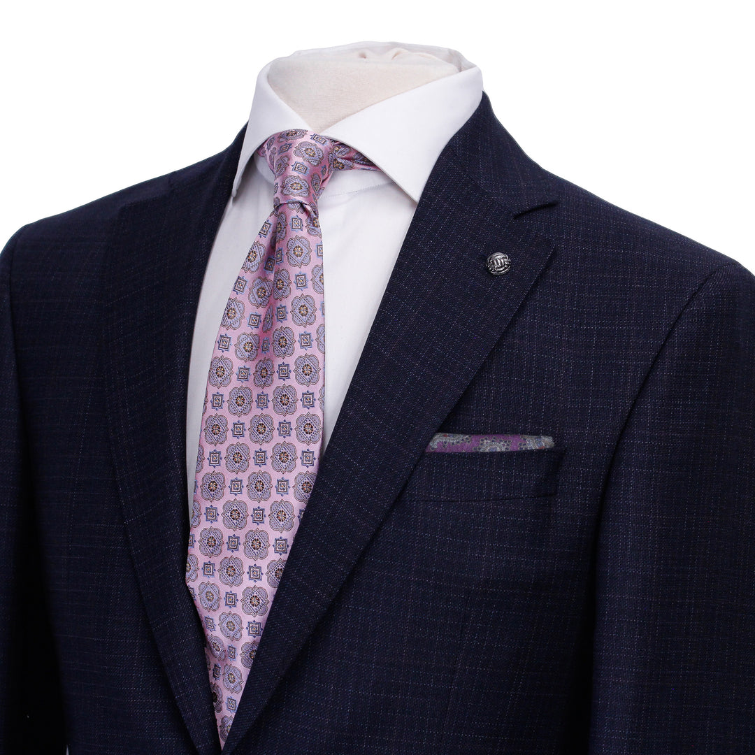 Blue Micro-Pattern Urban Slim Fit Wool Suit - Jack Victor