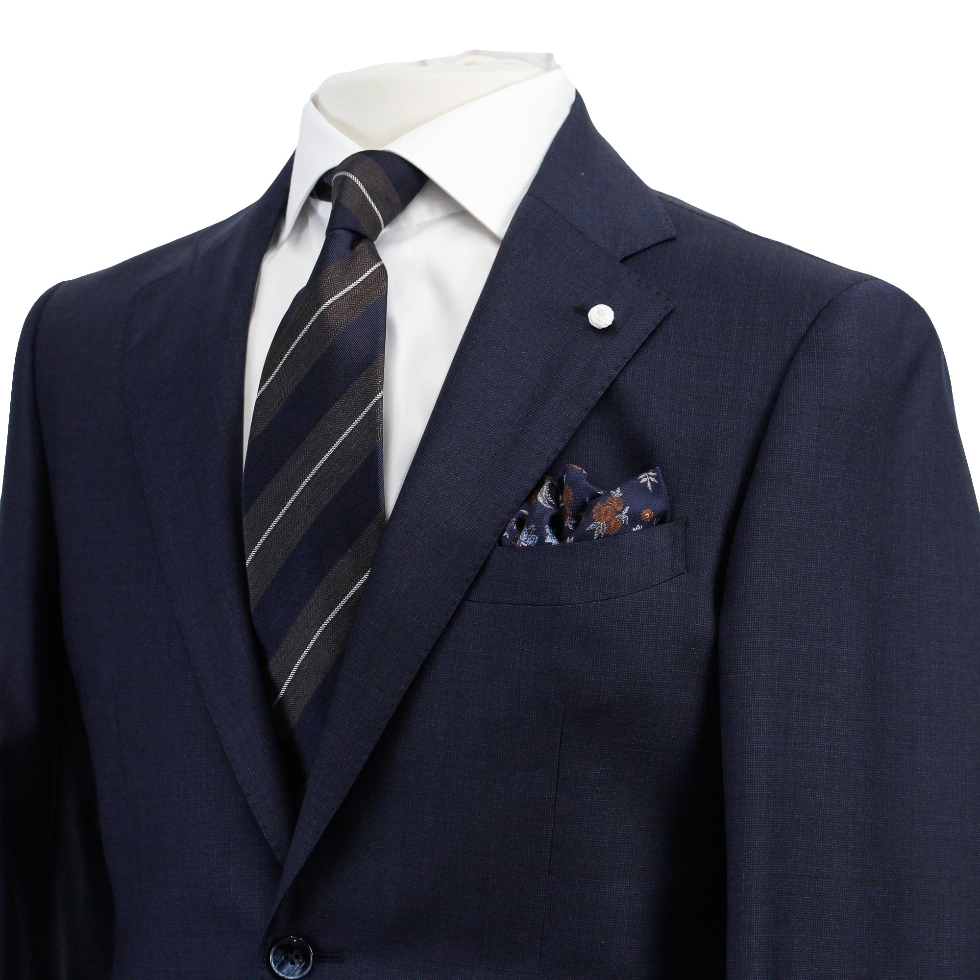Blue Neat Mantua Contemporary Fit Suit - Luigi Bianchi - Boutique Jacques International